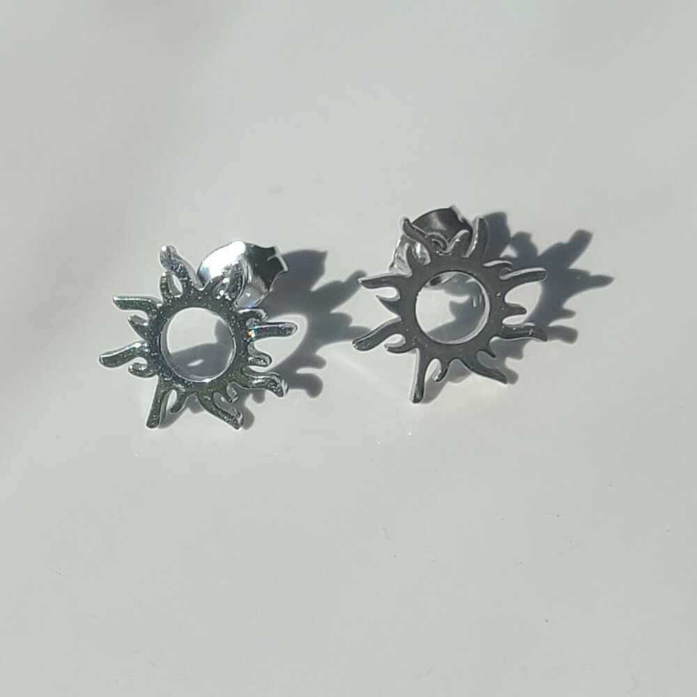 Stainless Steel Sun Earring Studs